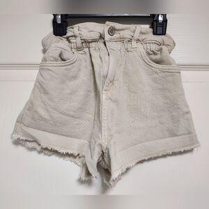 ZARA Stretch Waist Beige Denim Shorts Girls Sz 10